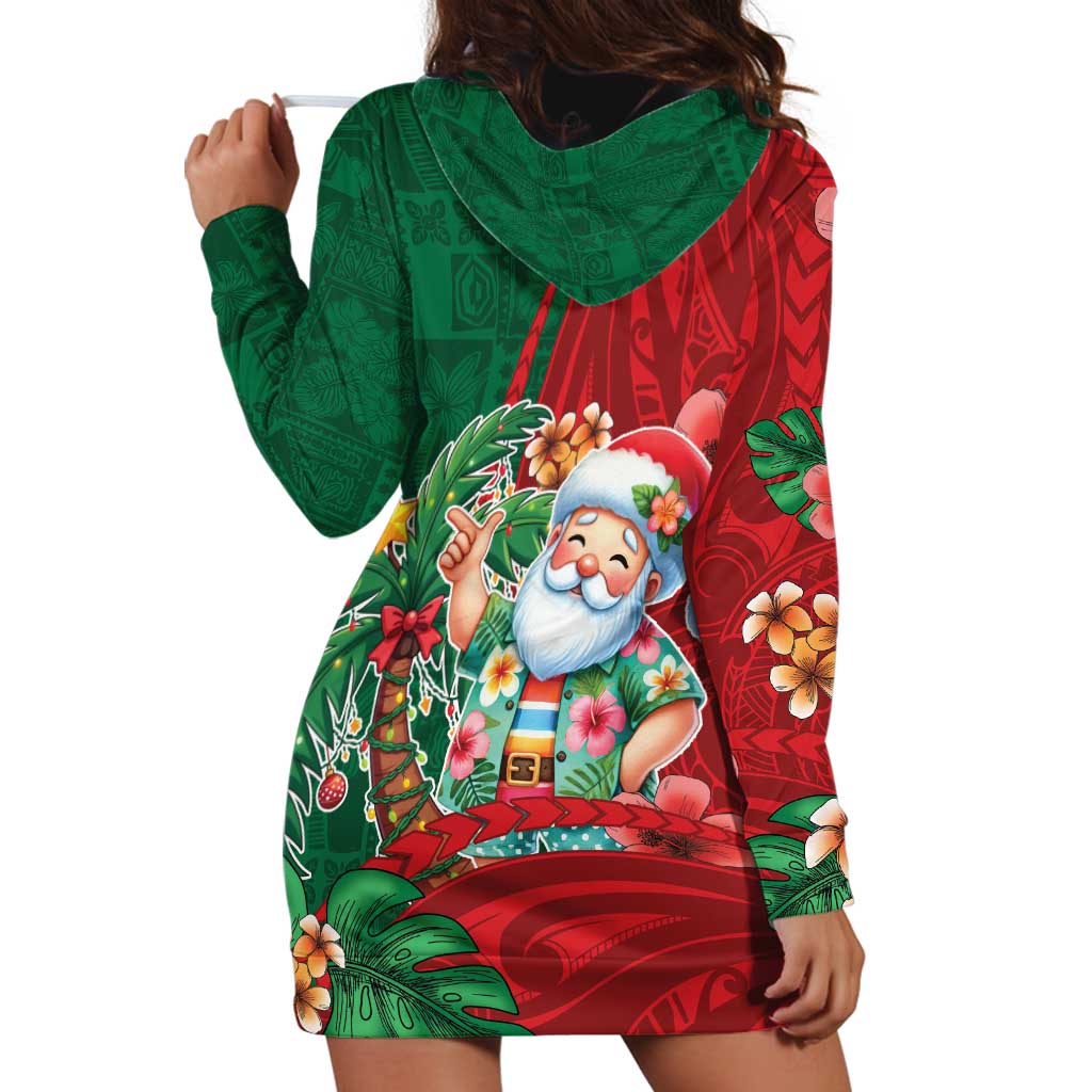 Hawaii Christmas Hoodie Dress Mele Kalikimaka Funny Hawaiian Santa - Polynesian Pride