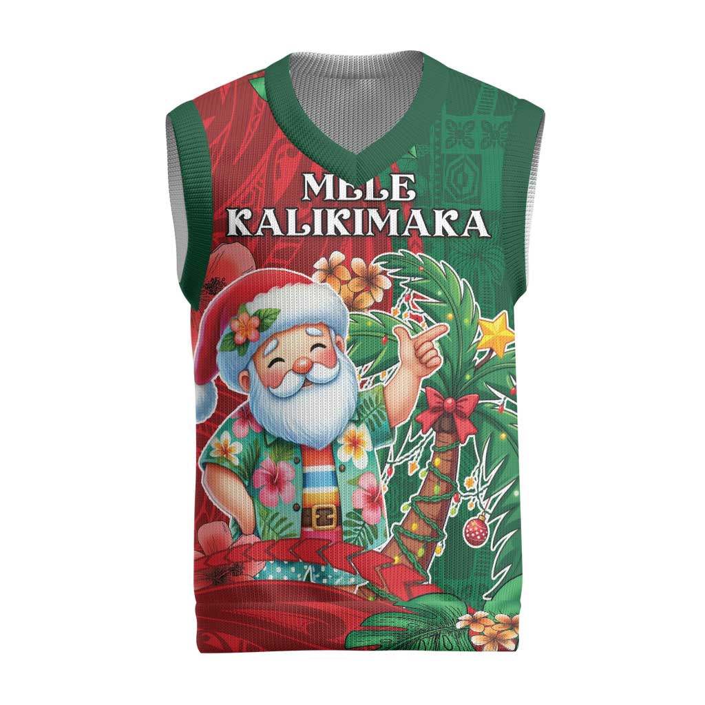 Hawaii Christmas Knitted V-Neck Vest Mele Kalikimaka Funny Hawaiian Santa - Polynesian Pride