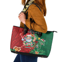 Hawaii Christmas Leather Tote Bag Mele Kalikimaka Funny Hawaiian Santa - Polynesian Pride