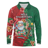 Hawaii Christmas Long Sleeve Polo Shirt Mele Kalikimaka Funny Hawaiian Santa - Polynesian Pride