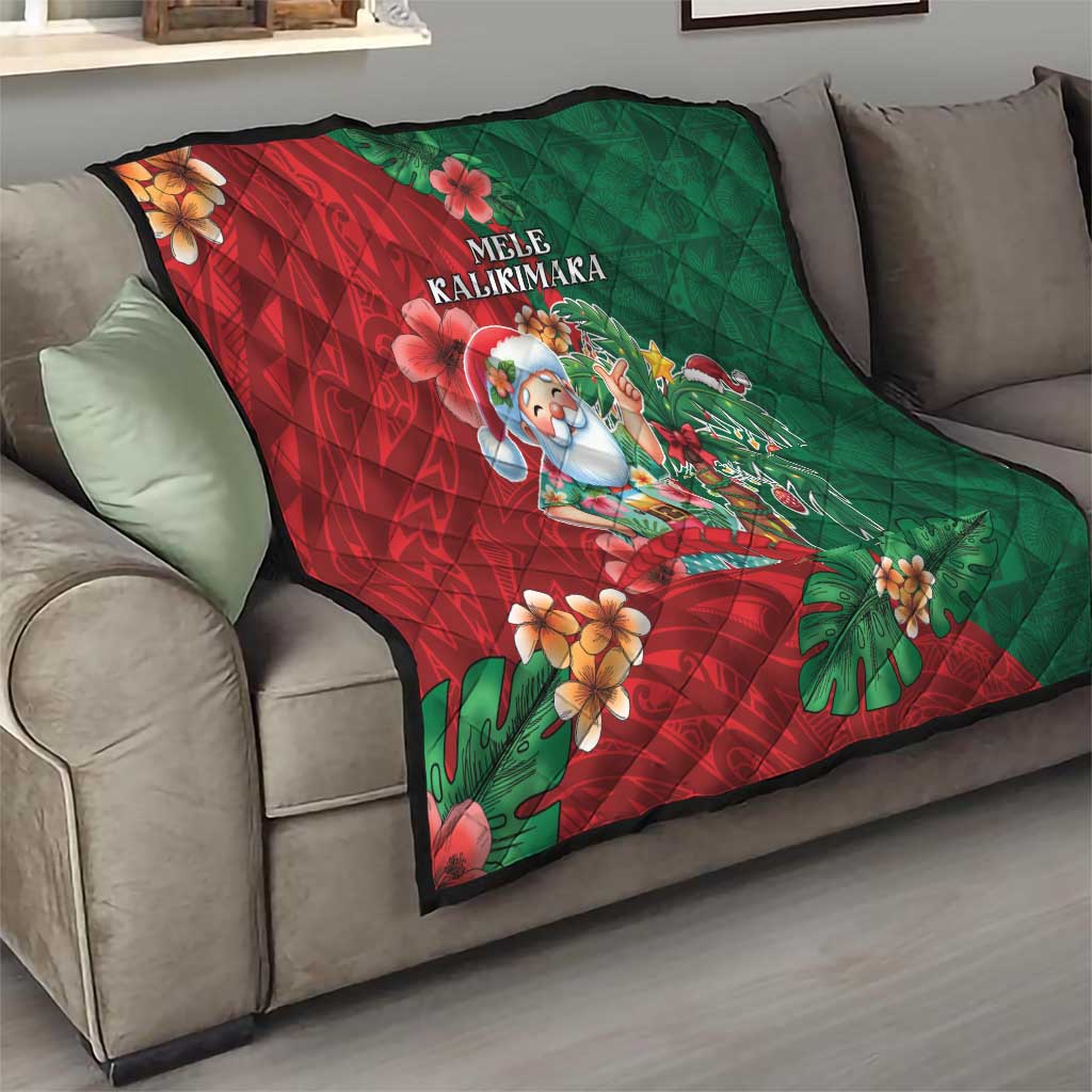 Hawaii Christmas Quilt Mele Kalikimaka Funny Hawaiian Santa - Polynesian Pride