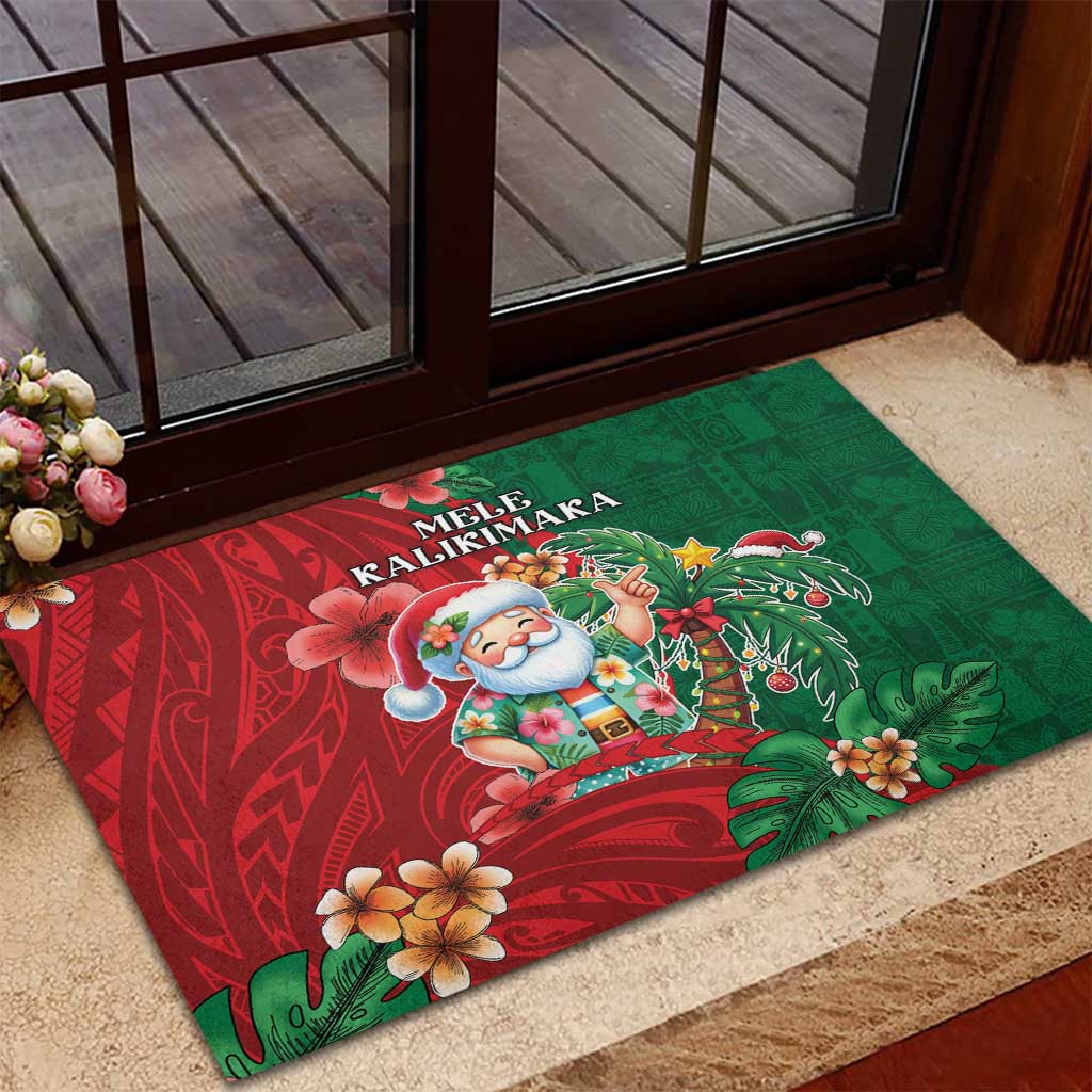 Hawaii Christmas Rubber Doormat Mele Kalikimaka Funny Hawaiian Santa - Polynesian Pride