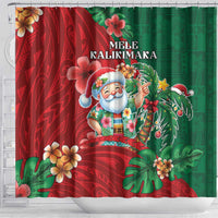 Hawaii Christmas Shower Curtain Mele Kalikimaka Funny Hawaiian Santa - Polynesian Pride
