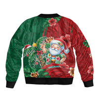 Hawaii Christmas Sleeve Zip Bomber Jacket Mele Kalikimaka Funny Hawaiian Santa - Polynesian Pride