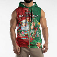 Hawaii Christmas Sleeveless Zip Hoodie Mele Kalikimaka Funny Hawaiian Santa - Polynesian Pride