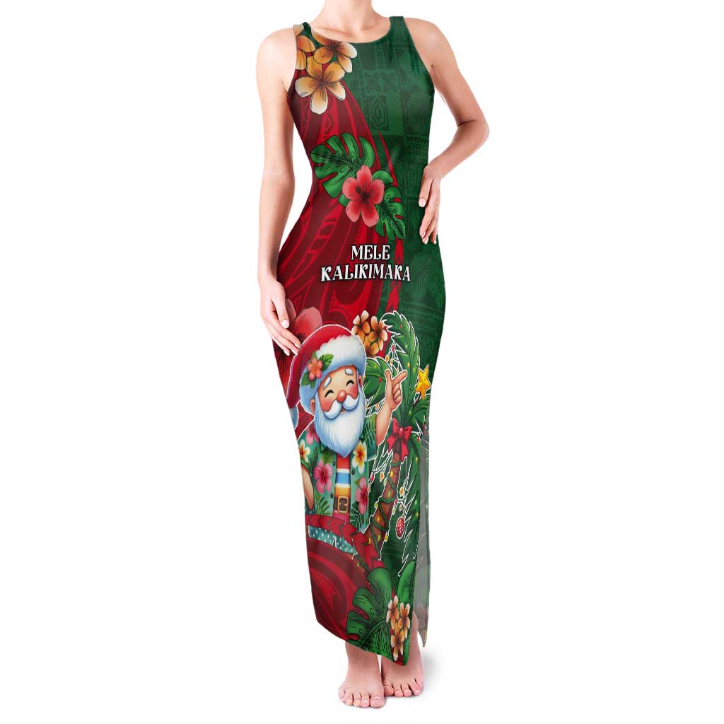 Hawaii Christmas Tank Maxi Dress Mele Kalikimaka Funny Hawaiian Santa - Polynesian Pride