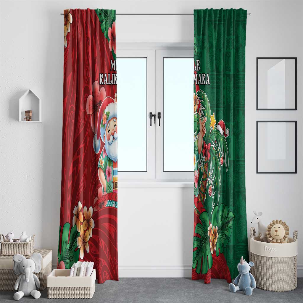 Hawaii Christmas Window Curtain Mele Kalikimaka Funny Hawaiian Santa - Polynesian Pride