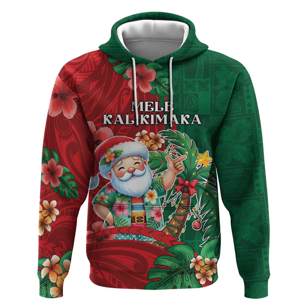 Hawaii Christmas Zip Hoodie Mele Kalikimaka Funny Hawaiian Santa - Polynesian Pride