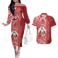Tonga Christmas Couples Matching Off The Shoulder Long Sleeve Dress and Hawaiian Shirt Kilisimasi Fiefia - Polynesian Pride
