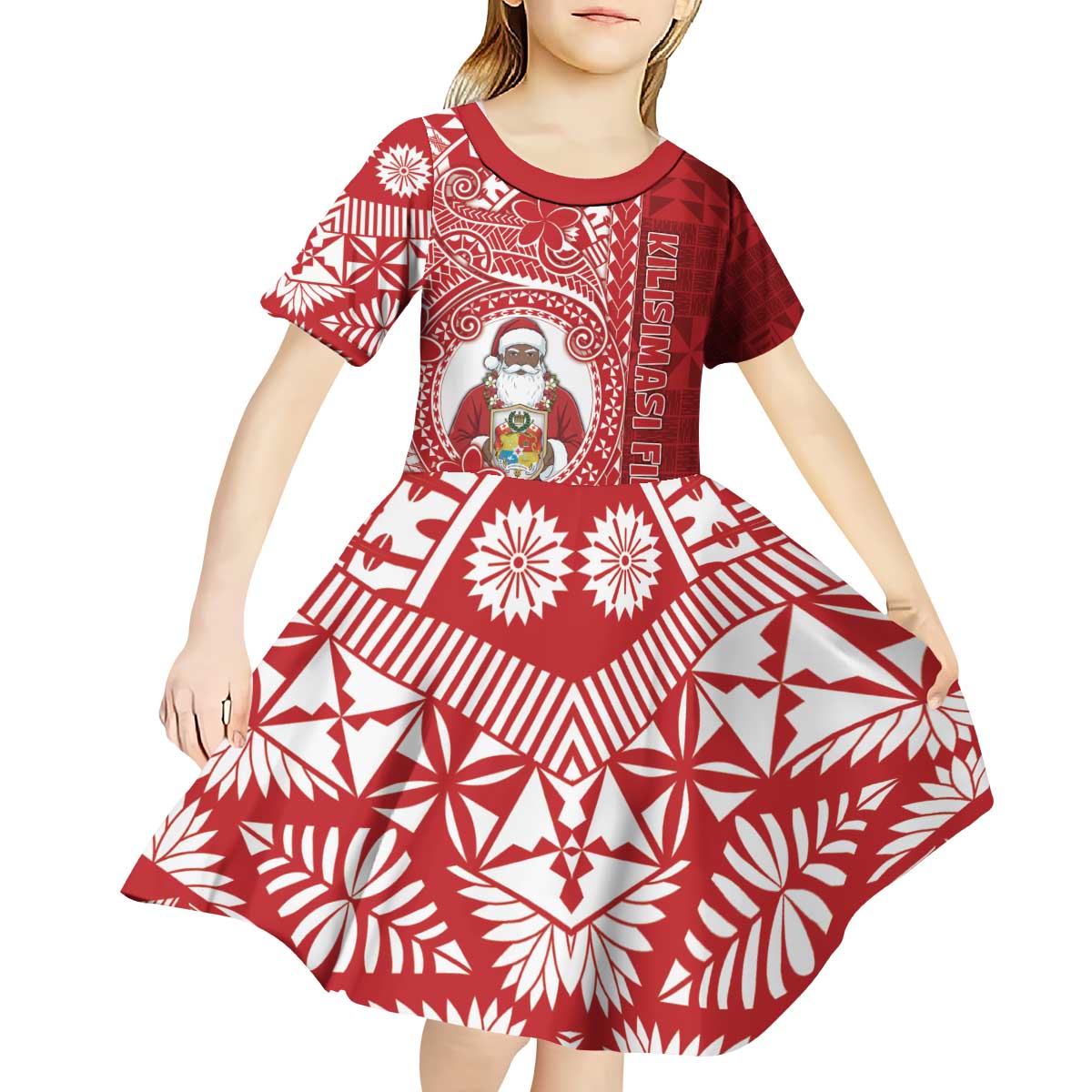 Tonga Christmas Kid Short Sleeve Dress Kilisimasi Fiefia - Polynesian Pride