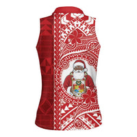 Tonga Christmas Women Sleeveless Polo Shirt Kilisimasi Fiefia - Polynesian Pride
