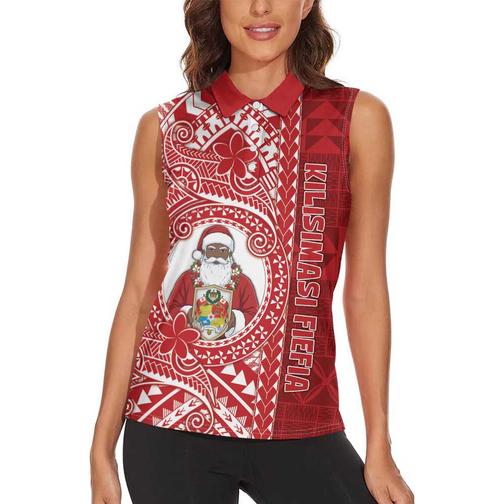 Tonga Christmas Women Sleeveless Polo Shirt Kilisimasi Fiefia - Polynesian Pride