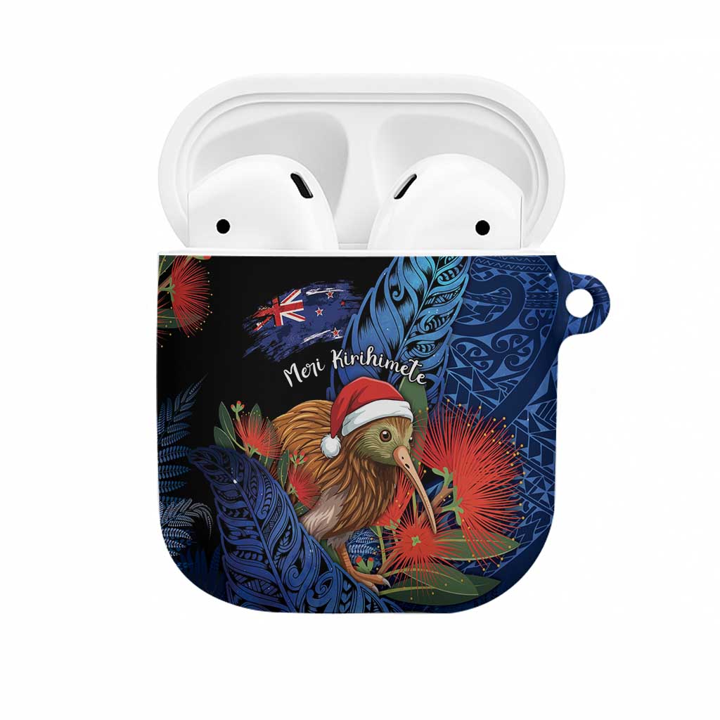 New Zealand Christmas AirPods Case Santa Kiwi Bird With Pohutukawa Flowers - Polynesian Pride