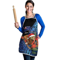 New Zealand Christmas Apron Santa Kiwi Bird With Pohutukawa Flowers - Polynesian Pride