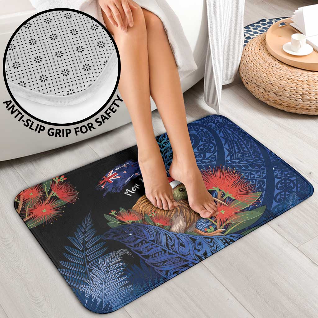 New Zealand Christmas Bathroom Set Santa Kiwi Bird With Pohutukawa Flowers - Polynesian Pride