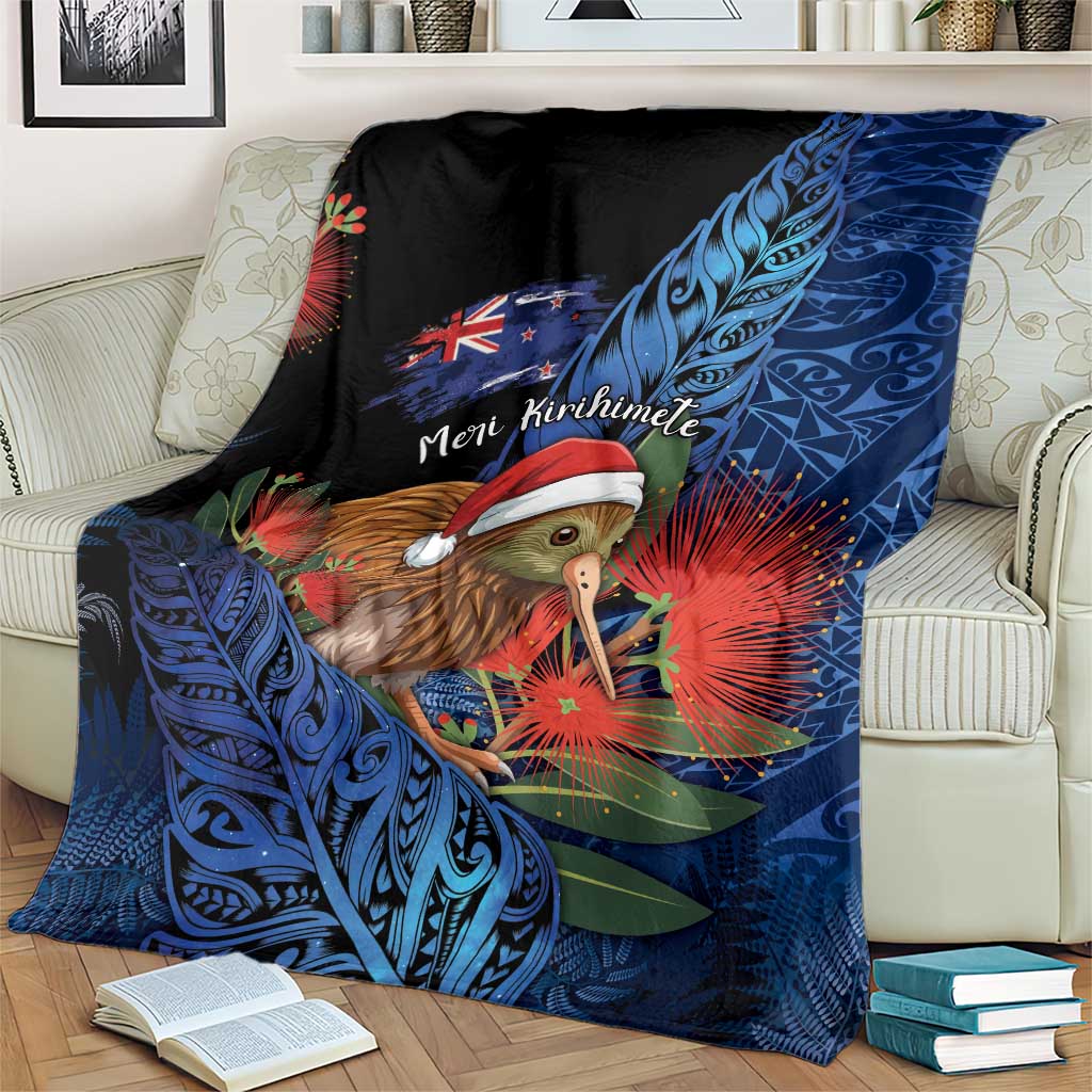 New Zealand Christmas Blanket Santa Kiwi Bird With Pohutukawa Flowers - Polynesian Pride