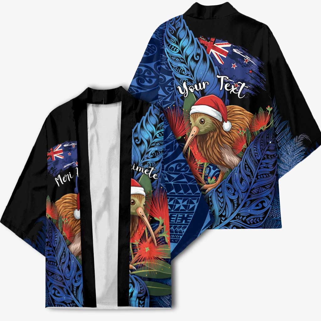 Personalised New Zealand Christmas Kimono Santa Kiwi Bird With Pohutukawa Flowers - Polynesian Pride