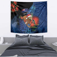 New Zealand Christmas Tapestry Santa Kiwi Bird With Pohutukawa Flowers - Polynesian Pride