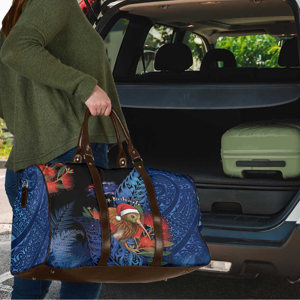 New Zealand Christmas Travel Bag Santa Kiwi Bird With Pohutukawa Flowers - Polynesian Pride