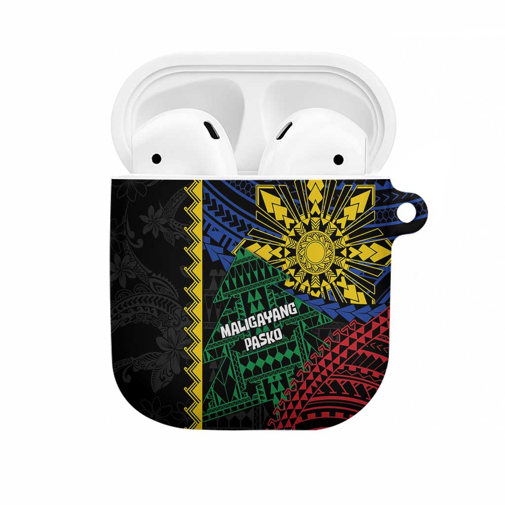 Philippines Christmas AirPods Case Xmas Tree Filipino Tribal Patterns DT05 Black - Polynesian Pride