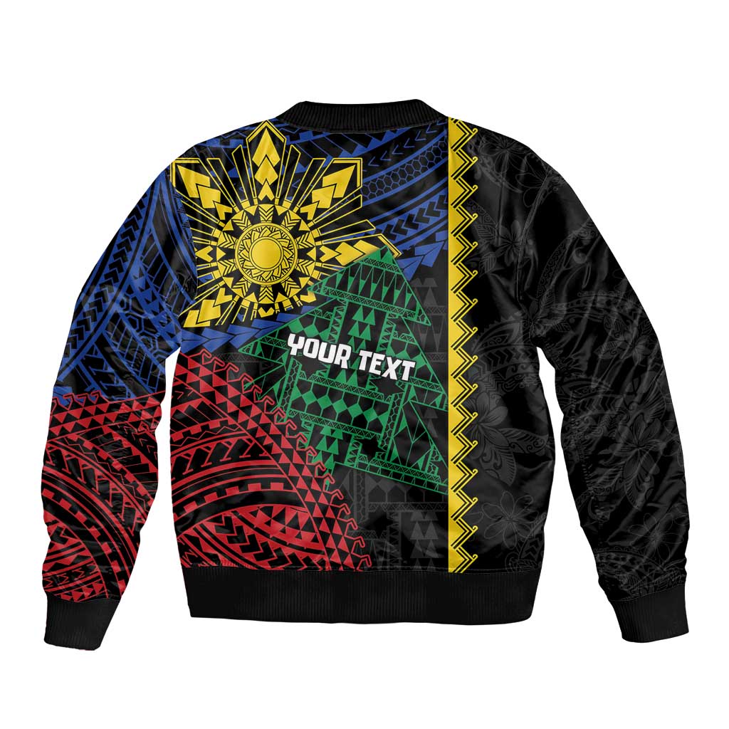 Personalised Philippines Christmas Bomber Jacket Xmas Tree Filipino Tribal Patterns DT05 - Polynesian Pride