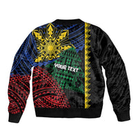 Personalised Philippines Christmas Bomber Jacket Xmas Tree Filipino Tribal Patterns DT05 - Polynesian Pride