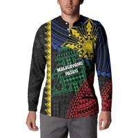 Personalised Philippines Christmas Button Sweatshirt Xmas Tree Filipino Tribal Patterns DT05 - Polynesian Pride