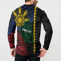 Personalised Philippines Christmas Button Sweatshirt Xmas Tree Filipino Tribal Patterns DT05 - Polynesian Pride