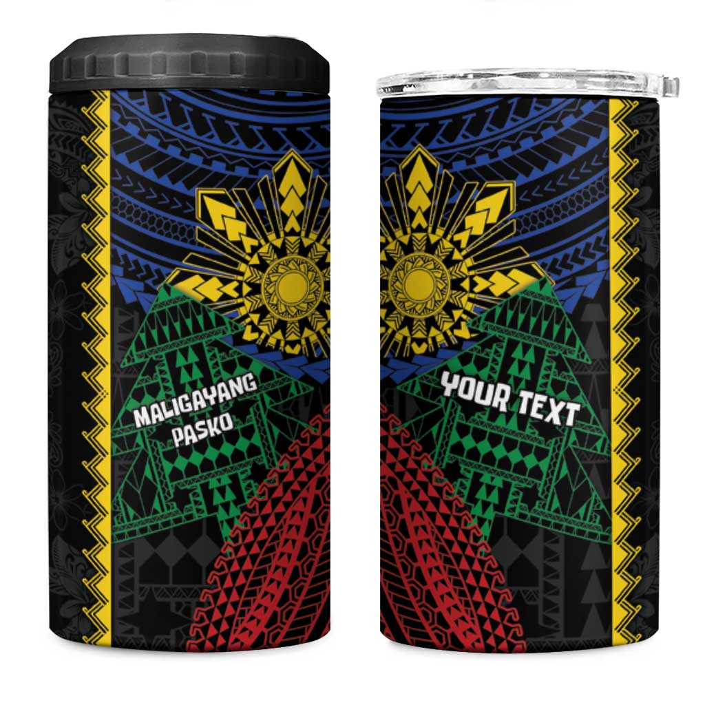 Personalised Philippines Christmas 4 in 1 Can Cooler Tumbler Xmas Tree Filipino Tribal Patterns DT05 One Size: 16 oz Black - Polynesian Pride