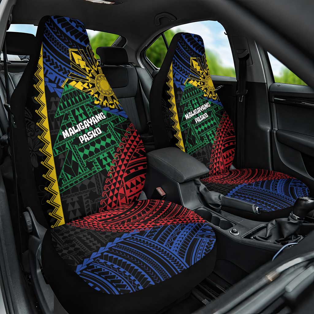 Philippines Christmas Car Seat Cover Xmas Tree Filipino Tribal Patterns - Polynesian Pride
