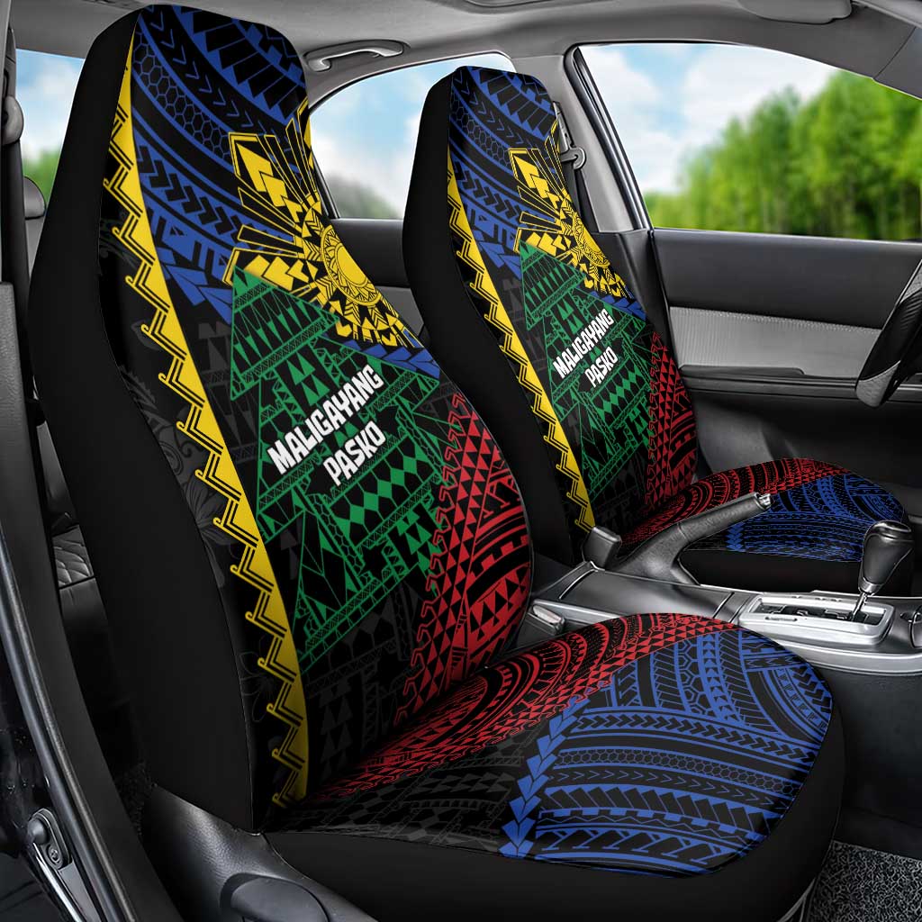 Philippines Christmas Car Seat Cover Xmas Tree Filipino Tribal Patterns - Polynesian Pride