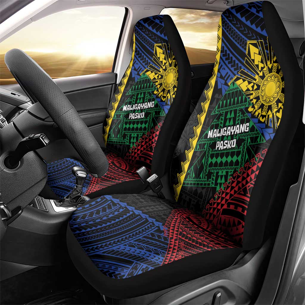 Philippines Christmas Car Seat Cover Xmas Tree Filipino Tribal Patterns - Polynesian Pride
