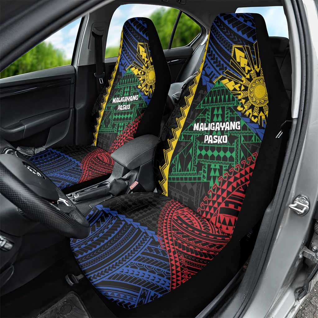 Philippines Christmas Car Seat Cover Xmas Tree Filipino Tribal Patterns - Polynesian Pride