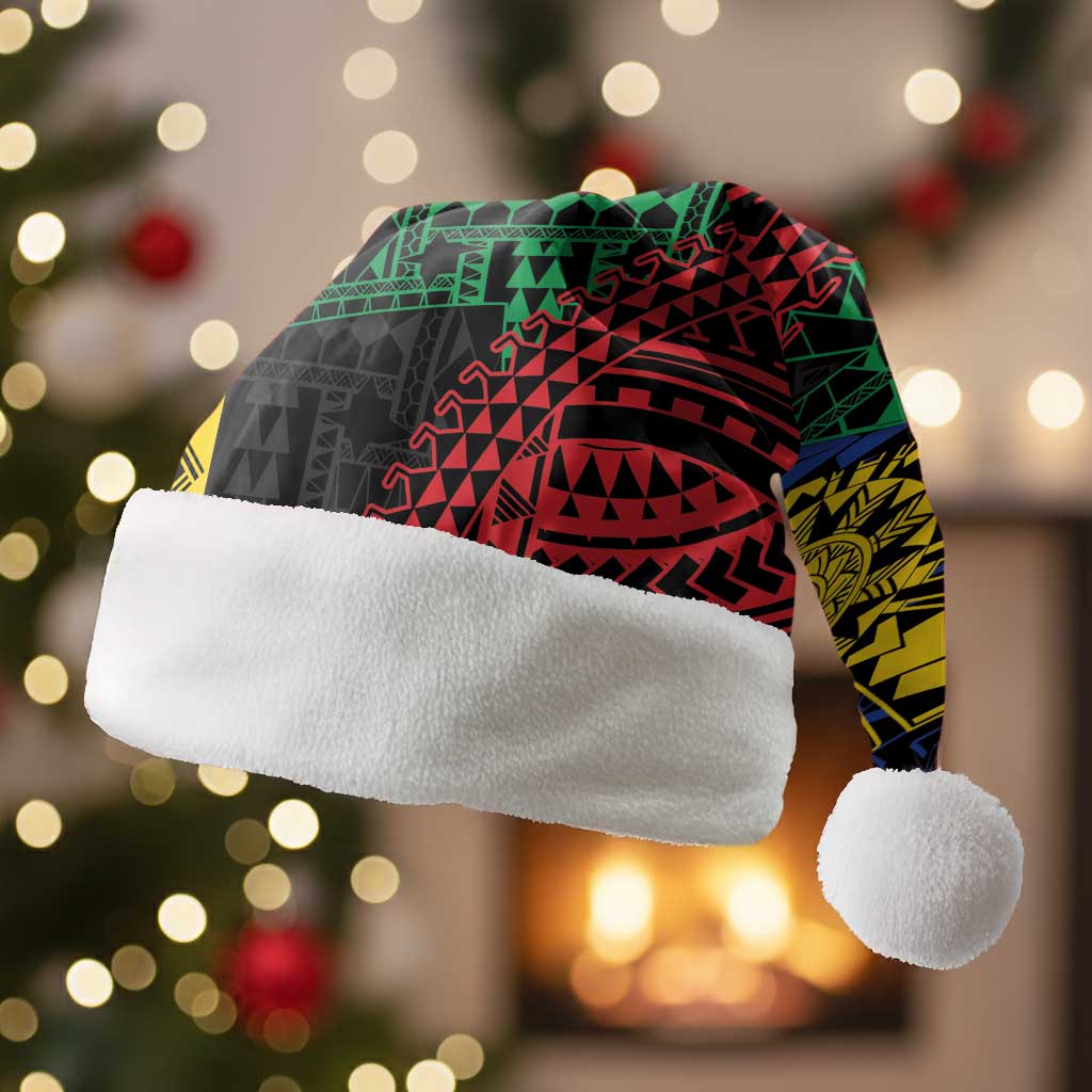 Personalised Philippines Christmas Santa Hat Xmas Tree Filipino Tribal Patterns DT05 Without Fur Black - Polynesian Pride