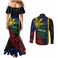 Personalised Philippines Christmas Couples Matching Mermaid Dress and Long Sleeve Button Shirt Xmas Tree Filipino Tribal Patterns DT05 - Polynesian Pride