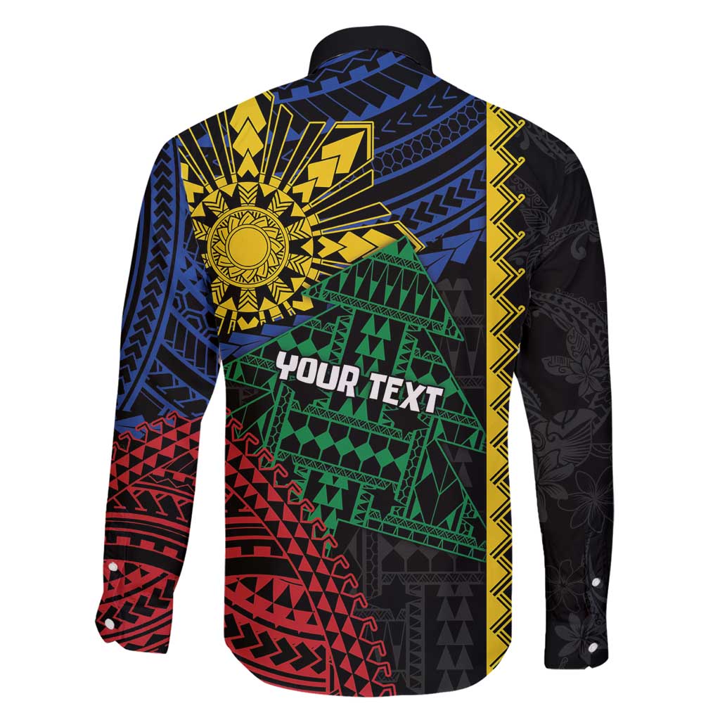 Personalised Philippines Christmas Family Matching Long Sleeve Bodycon Dress and Hawaiian Shirt Xmas Tree Filipino Tribal Patterns - Polynesian Pride