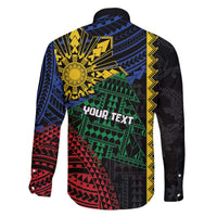 Personalised Philippines Christmas Family Matching Off The Shoulder Long Sleeve Dress and Hawaiian Shirt Xmas Tree Filipino Tribal Patterns - Polynesian Pride