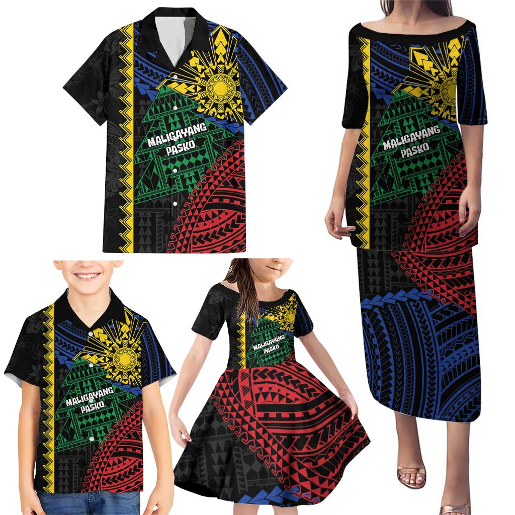 Personalised Philippines Christmas Family Matching Puletasi and Hawaiian Shirt Xmas Tree Filipino Tribal Patterns DT05 - Polynesian Pride