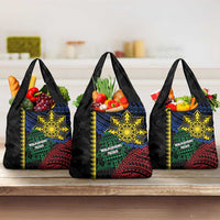 Philippines Christmas Grocery Bag Xmas Tree Filipino Tribal Patterns DT05 3-pack One Size Black - Polynesian Pride