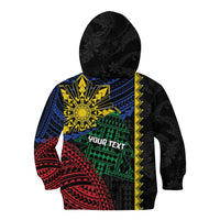Personalised Philippines Christmas Kid Hoodie Xmas Tree Filipino Tribal Patterns - Polynesian Pride