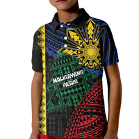 Personalised Philippines Christmas Kid Polo Shirt Xmas Tree Filipino Tribal Patterns DT05 Kid Black - Polynesian Pride