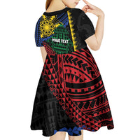 Personalised Philippines Christmas Kid Short Sleeve Dress Xmas Tree Filipino Tribal Patterns - Polynesian Pride