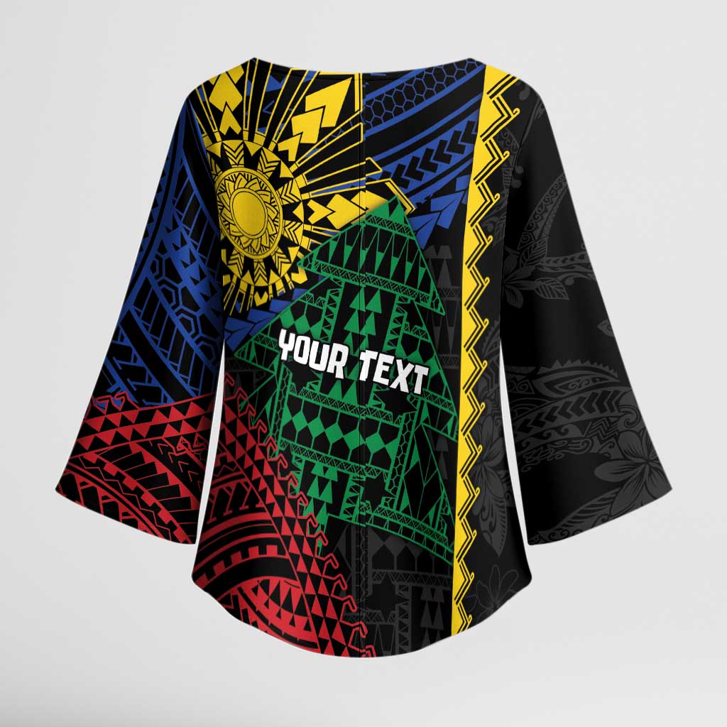 Personalised Philippines Christmas Kimono Sleeve Blouse Xmas Tree Filipino Tribal Patterns - Polynesian Pride