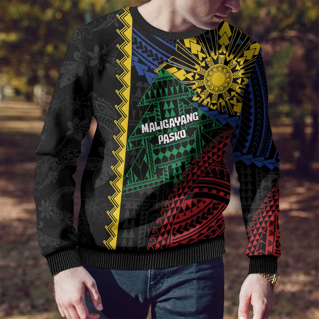 Personalised Philippines Christmas Ugly Christmas Sweater Xmas Tree Filipino Tribal Patterns - Polynesian Pride