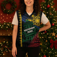 Personalised Philippines Christmas Knitted V-Neck Vest Xmas Tree Filipino Tribal Patterns DT05 - Polynesian Pride