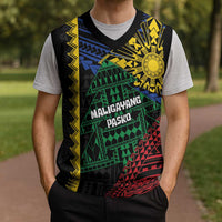 Personalised Philippines Christmas Knitted V-Neck Vest Xmas Tree Filipino Tribal Patterns DT05 - Polynesian Pride