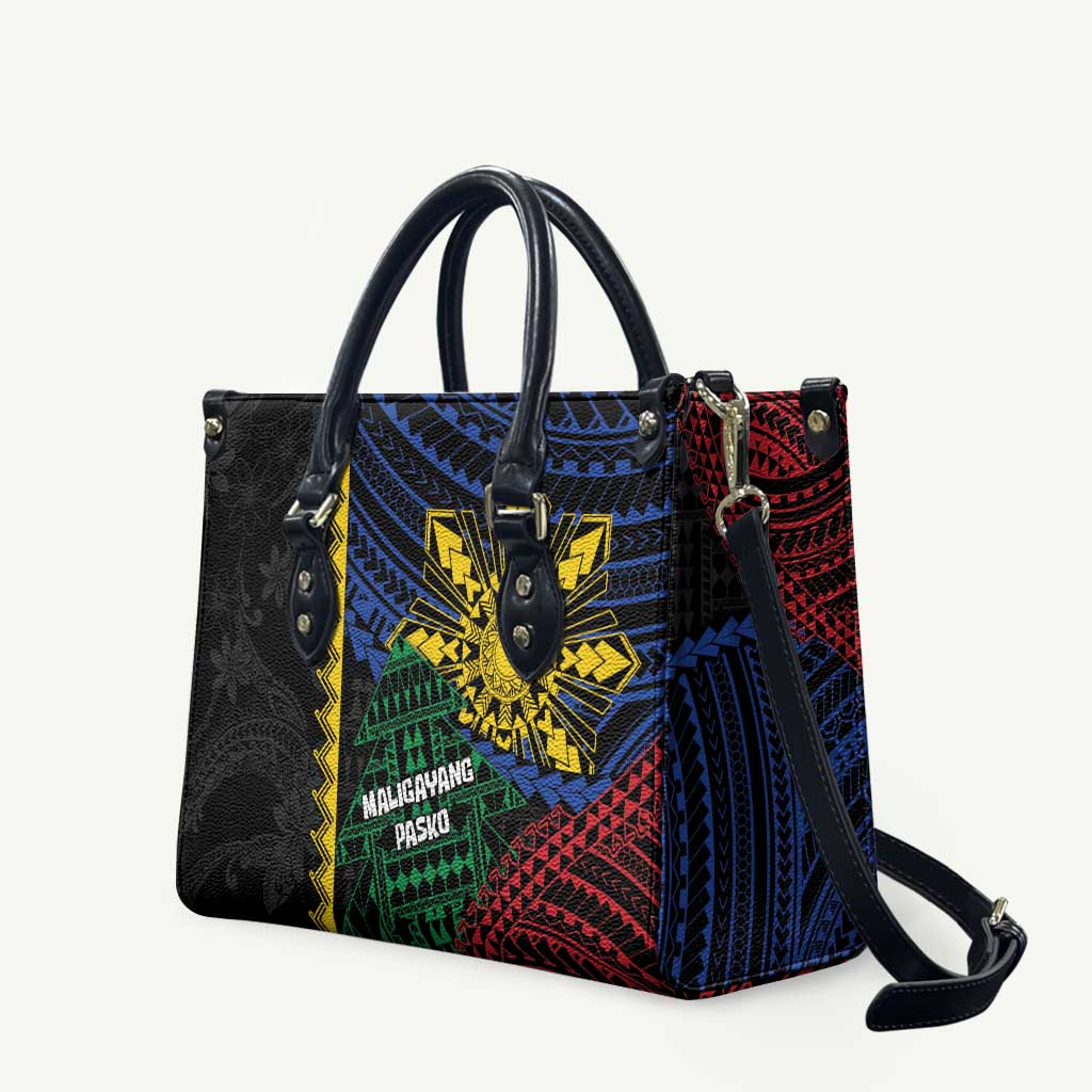 Philippines Christmas Leather Bag Xmas Tree Filipino Tribal Patterns DT05 Black - Polynesian Pride