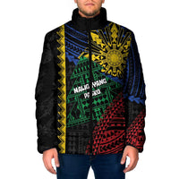 Personalised Philippines Christmas Padded Jacket Xmas Tree Filipino Tribal Patterns DT05 Men Black - Polynesian Pride