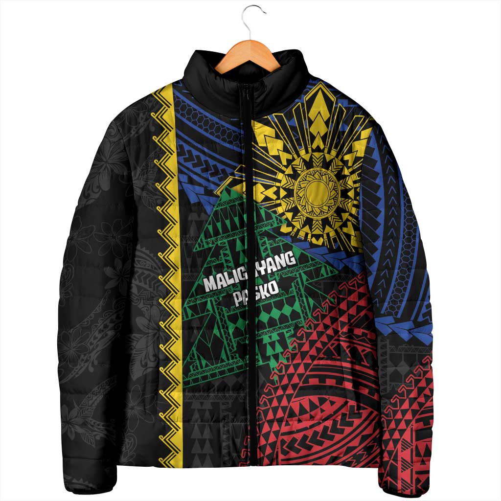 Personalised Philippines Christmas Padded Jacket Xmas Tree Filipino Tribal Patterns DT05 - Polynesian Pride