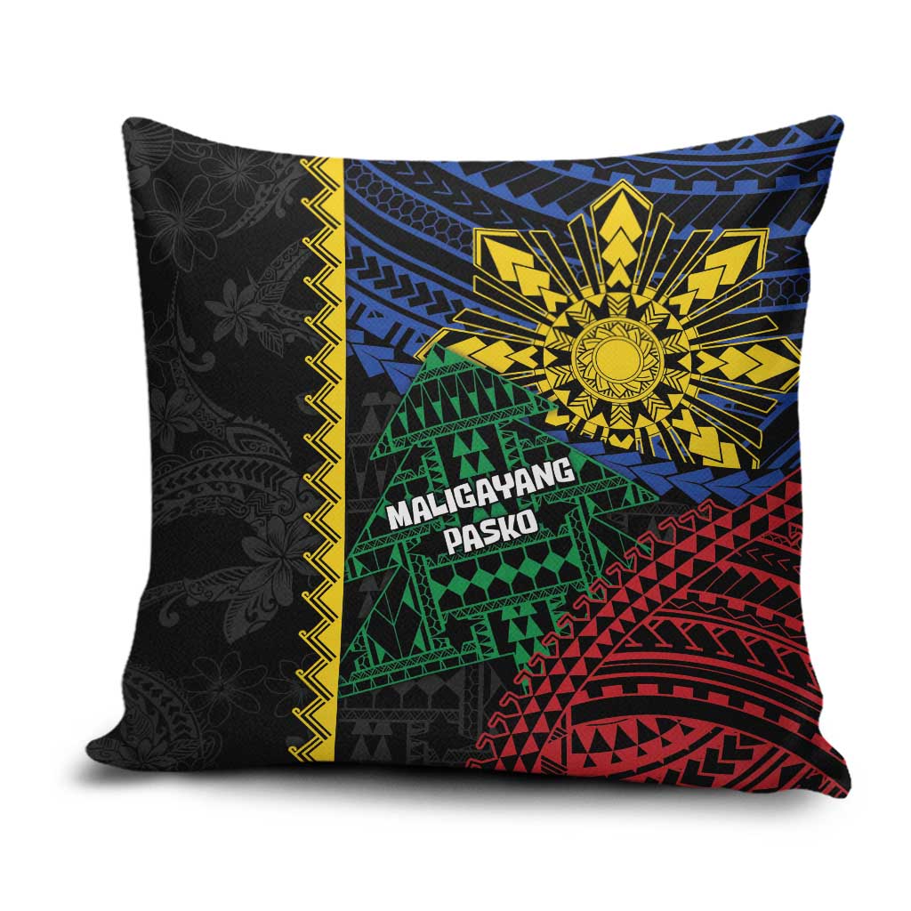 Philippines Christmas Pillow Cover Xmas Tree Filipino Tribal Patterns - Polynesian Pride